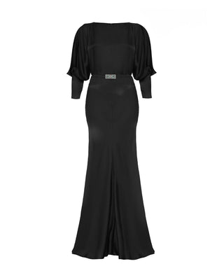 30s Siren Evening Gown - Black Satin
