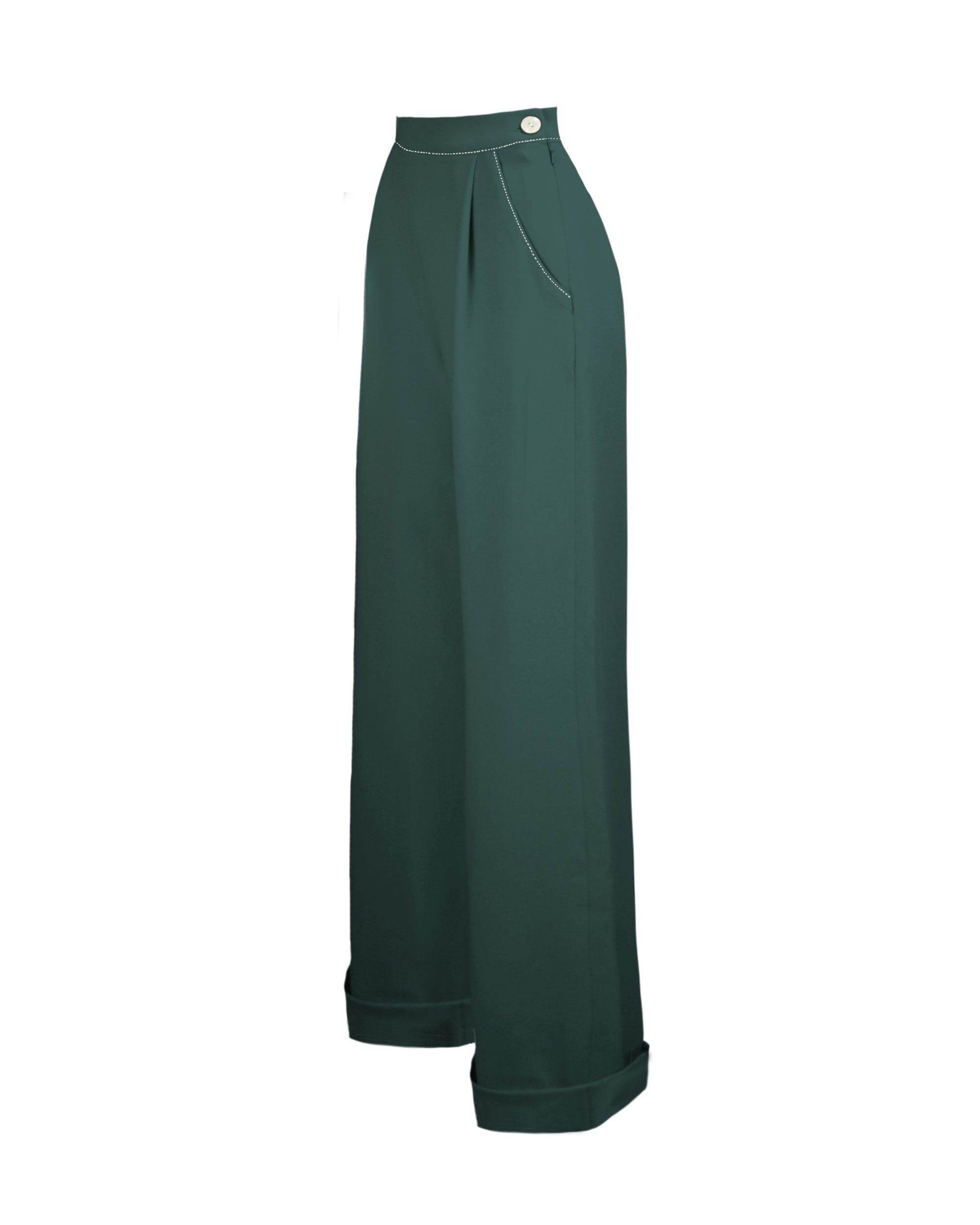 1940s Hepburn Pleated Trousers - Racing Green
