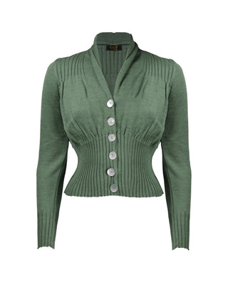 1950s Shawl Collar Cardigan - Sage