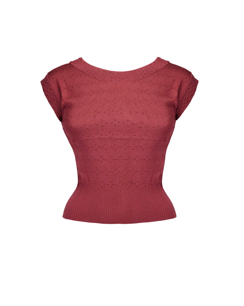 1950s Scoop Neck Knitted Top - Rose