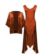 20s Sheba Evening Gown Set - Rust Satin