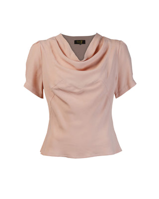 30s Harlow Cowl Neck Blouse - Blush