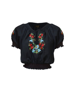 30s Peasant Blouse - multi/black
