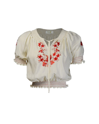 30s Peasant Blouse - Red emb