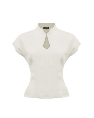 40s Keyhole Blouse - Ivory