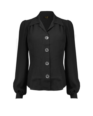 40s Long Sleeve Shirt Blouse - Black