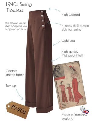 1940s Swing Trousers - Brown