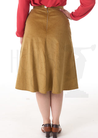 1970s A-line Corduroy Skirt - Tan