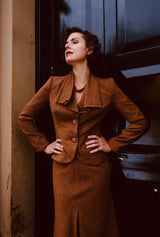 1930s Voyage Waterfall Jacket in Amber Wool