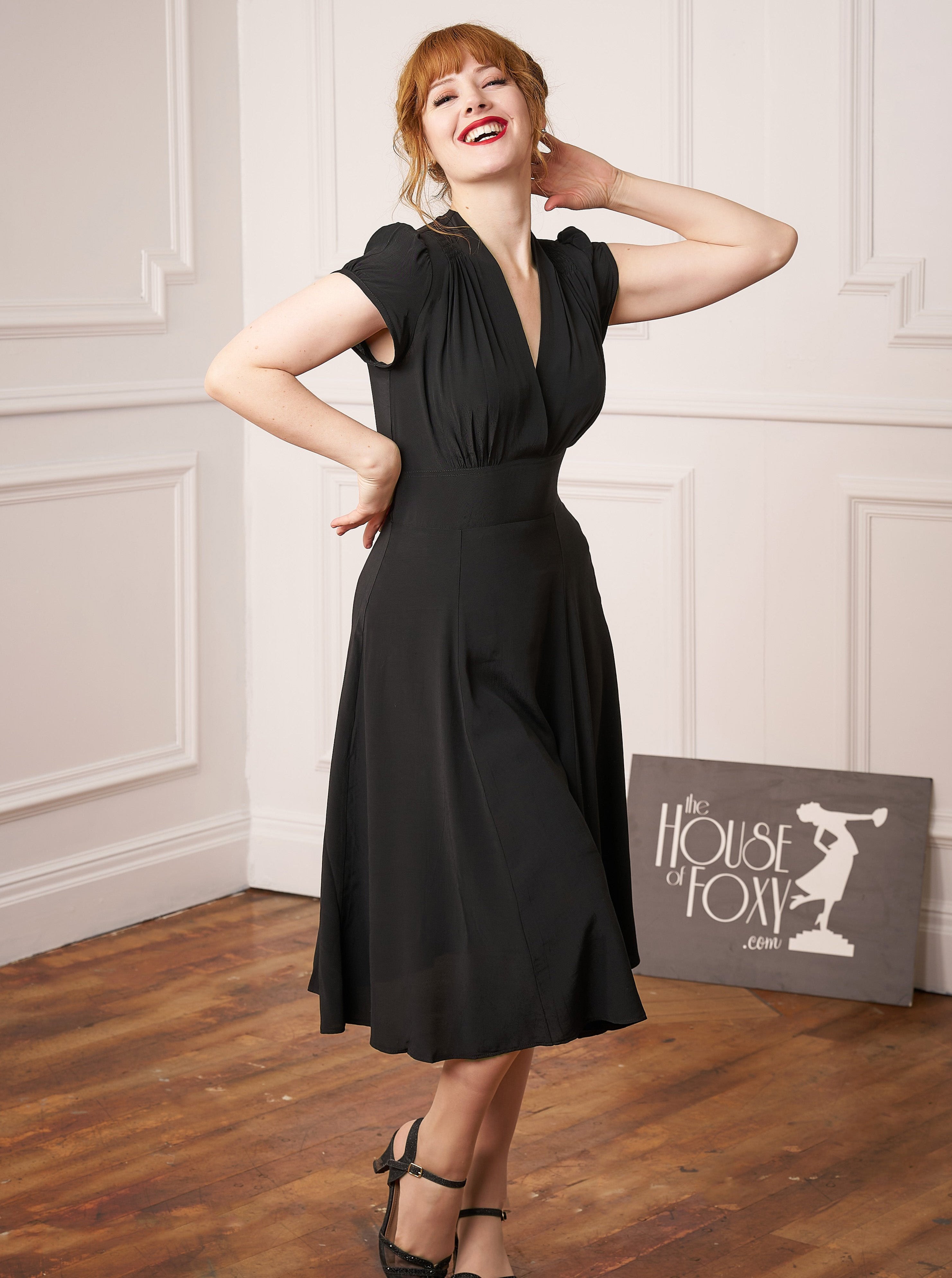 1930s 'Ava' Tea Dress - Ebony