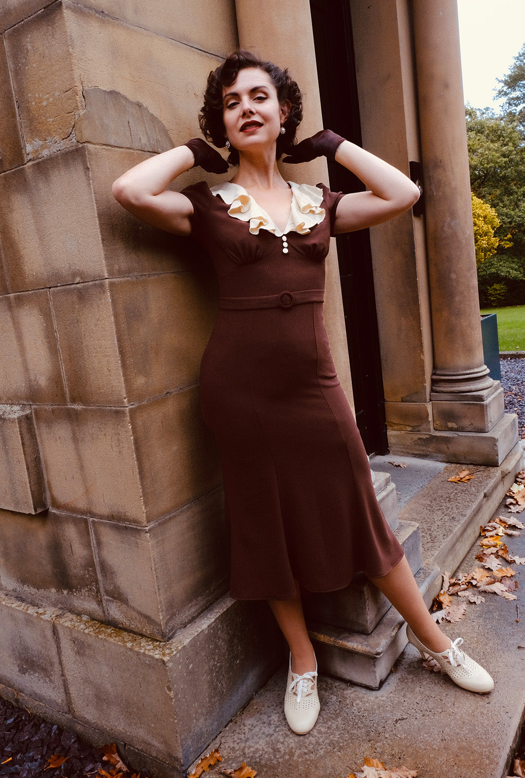 1930s Blondell Dress - Chocolate Brown – House of Foxy