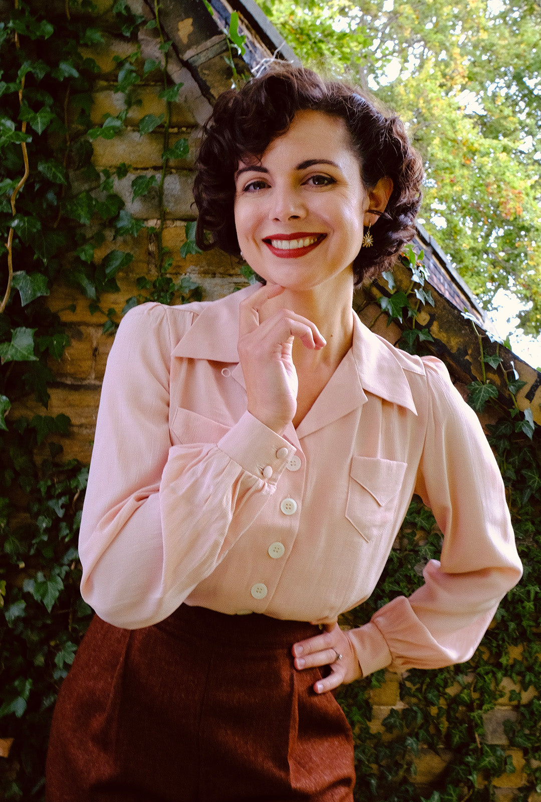 1940s Sweetheart Blouse - Blush