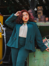 1940s/50s Swing Coat in Bottle Green