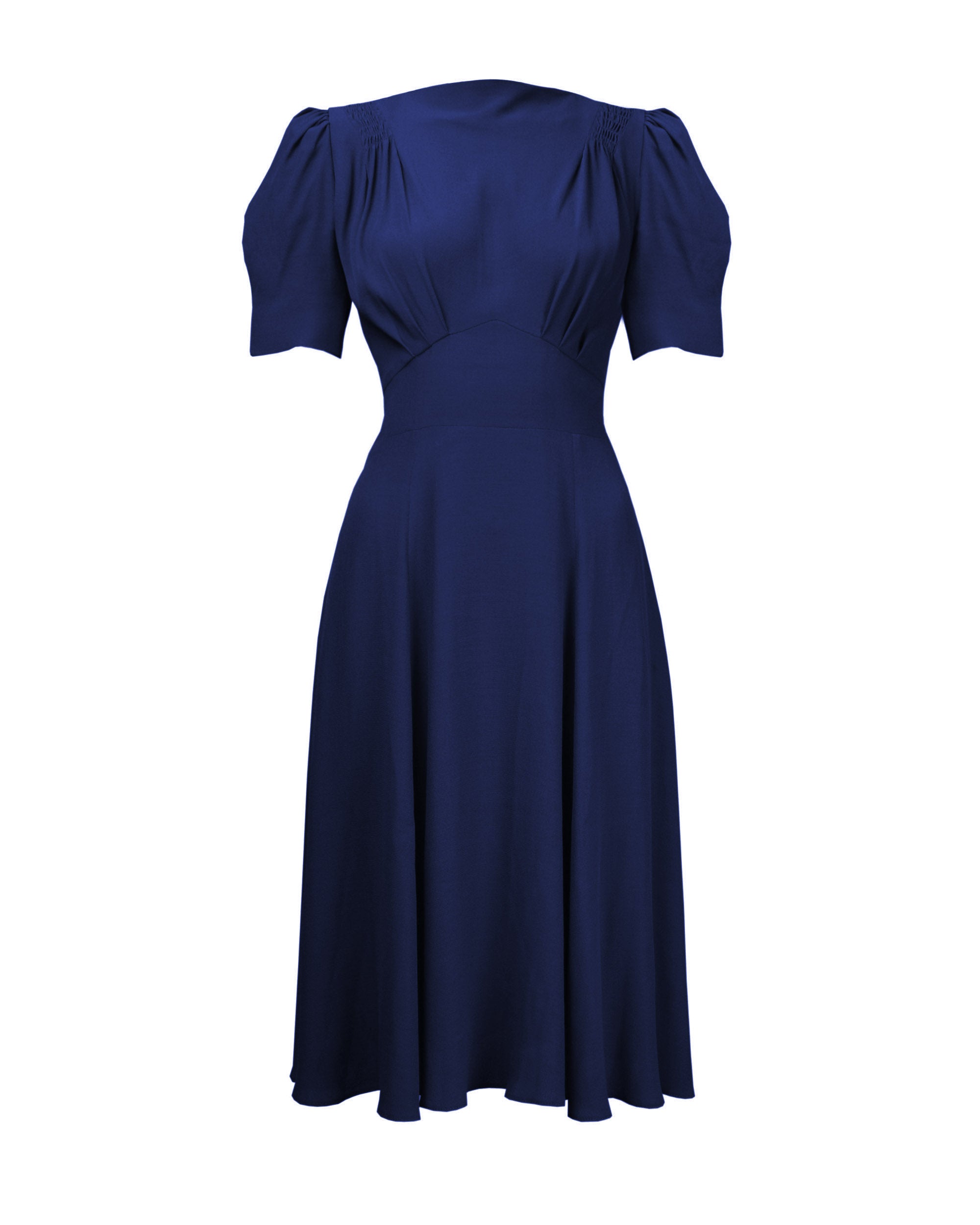 1940s 'Girl Friday' Dress - Navy
