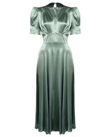 1940s 'Girl Friday' Midi Dress - Sage Satin