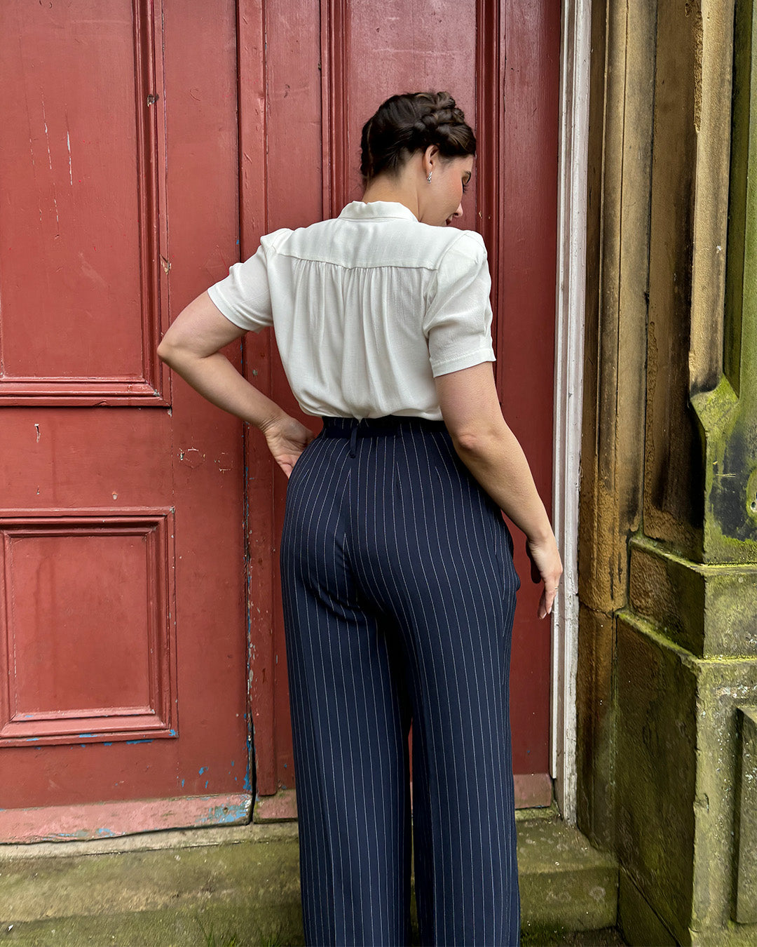 30s Marlene Trousers - pinstripe twill