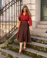 1930s Swirl Skirt - Brown Crepe