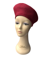 1940s Halo Beret - Ruby Red Wool