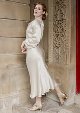 1930s Joanie Bias Cut Dress - Oyster Satin
