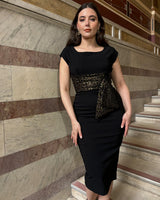 1960s Manhattan Cocktail Dress - Black & Gold