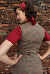 Margot Fitted Waistcoat in Walnut Check Wool