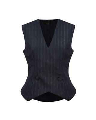 Marlene Waistcoat - chalk stripe