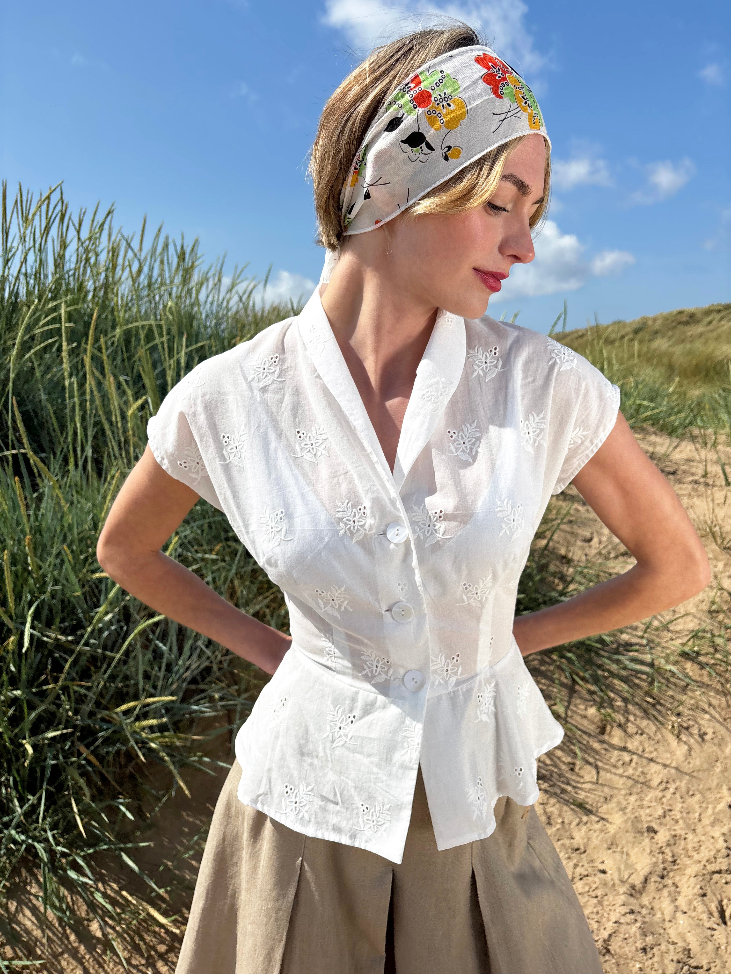 1950s Merle Blouse - Ivory Motif