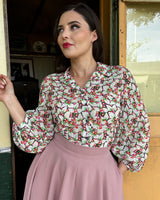 1950s Lola Blouse in Beautyberry Georgette