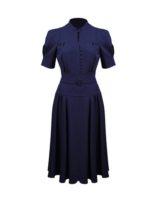 1940s Peggy Dress - Navy