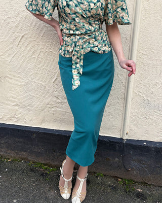 50s Perfect Pencil Skirt - Teal