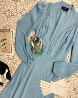 1930s / 70s Petra Bias Cut Midi Dress - Powder Blue