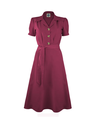 Pretty Retro 40s Shirt Dress - Wine