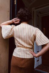 1930s Wrap Blouse in Oakline Stripe