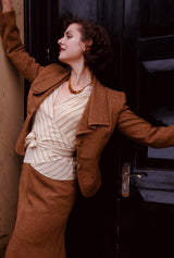 1930s Voyage Waterfall Jacket in Amber Wool