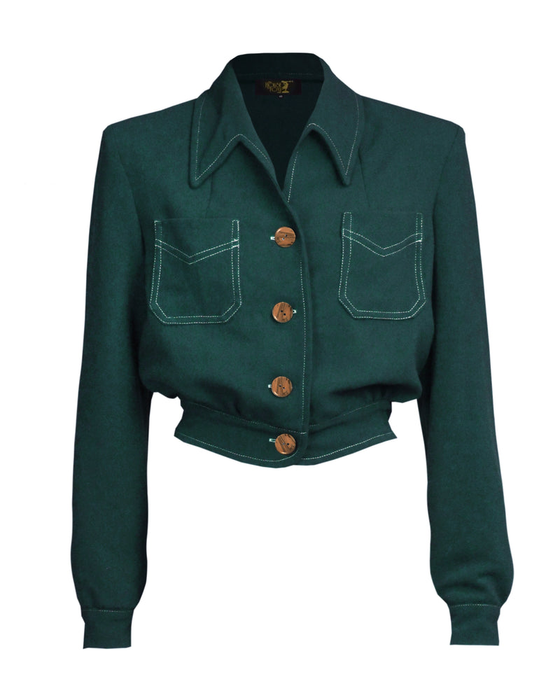 1940s Americana Button Jacket - Racing Green