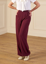 1940s Hepburn Pleated Trousers - Aubergine