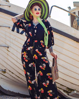 30s Beach Pyjama Set - Poppy Spray