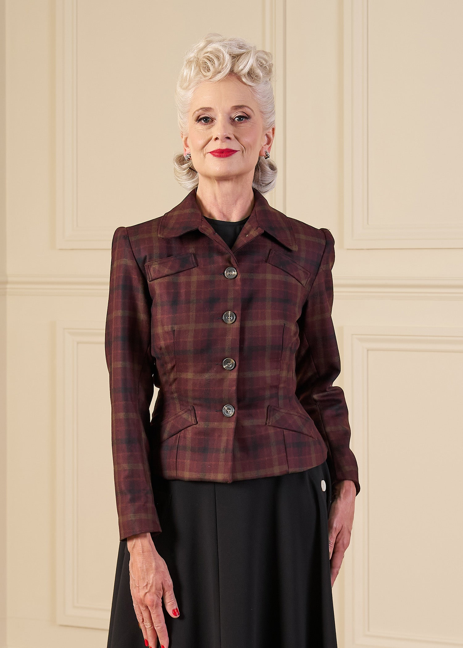 1940s Hampton Tailored Jacket in Check Wool