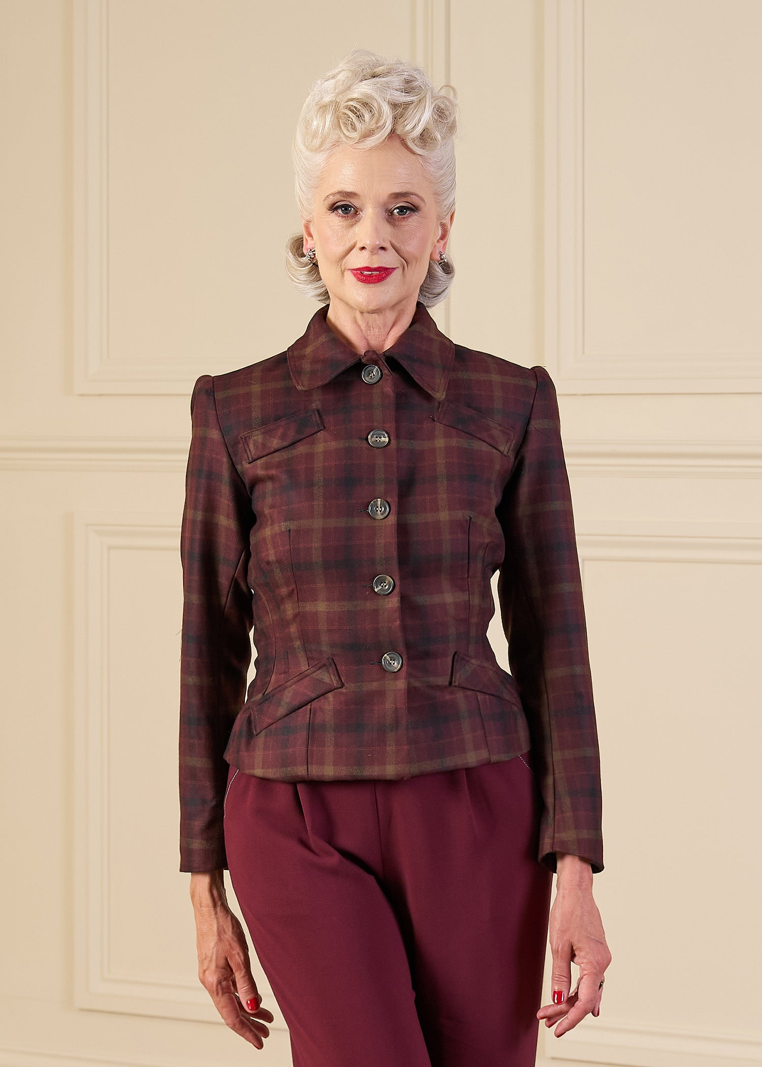 1940s Hampton Tailored Jacket in Check Wool
