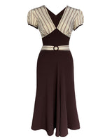 1930s Connie Dress and Crop Jacket in Brown and Oakline Stripe