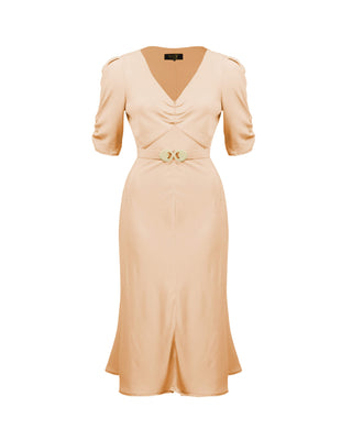 30s Cora Bias Cut Dress - Apricot