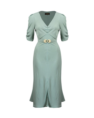 30s Cora Bias Cut Dress - Duck Egg