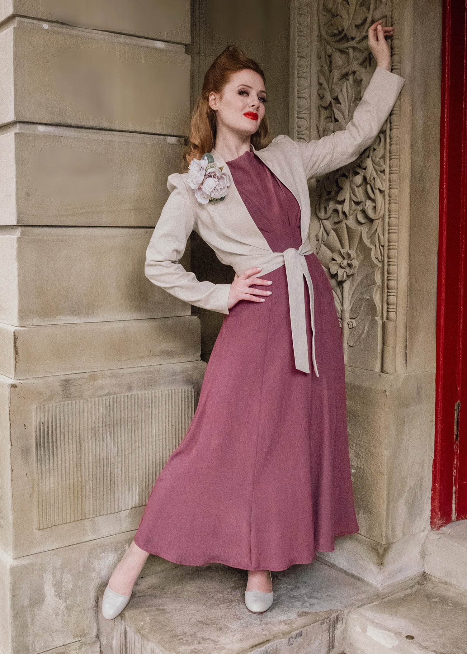 1940s 'Girl Friday' Midi Dress - Plum