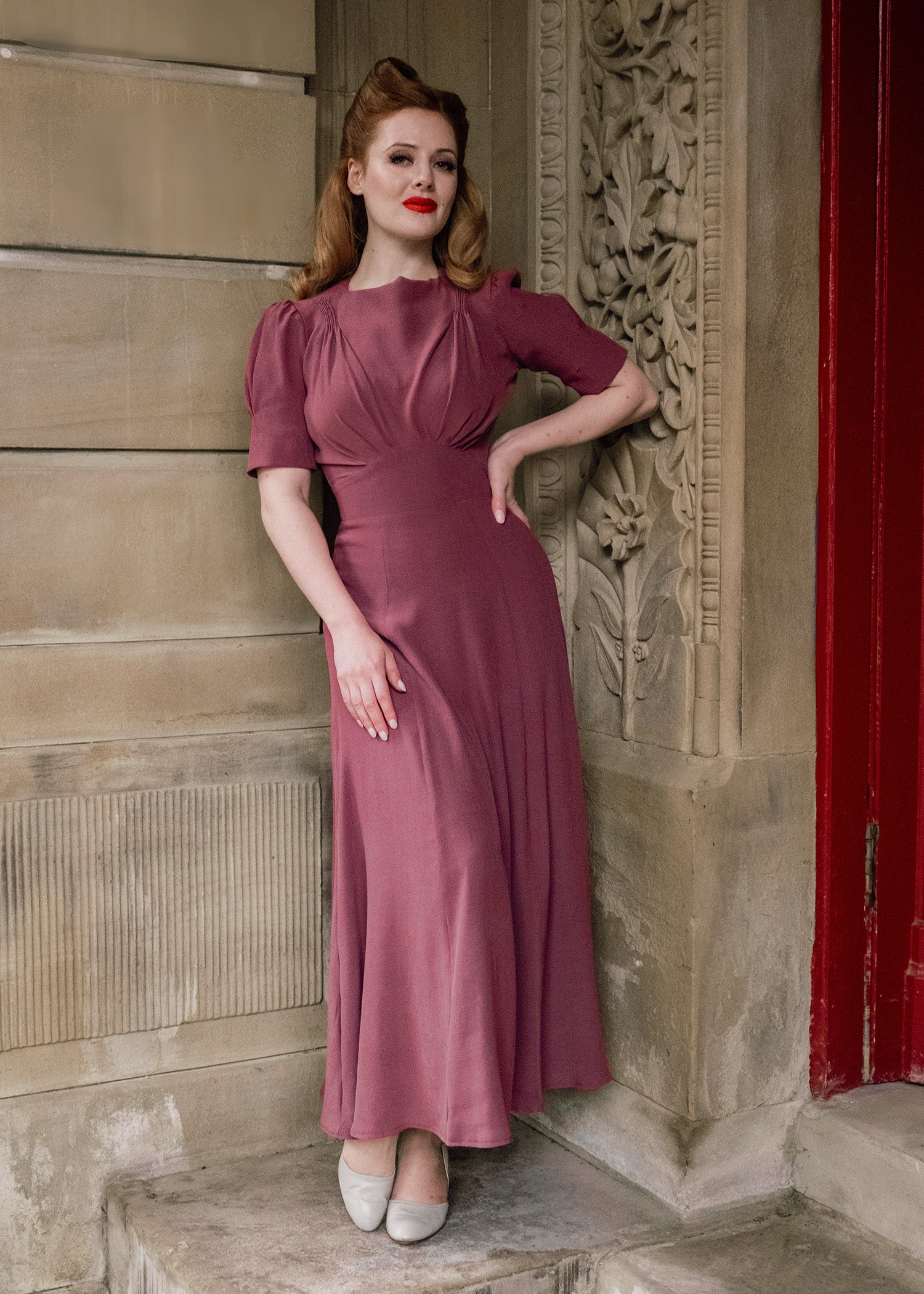 1940s 'Girl Friday' Midi Dress - Plum