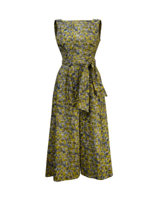 50s Culotte Jumpsuit - Mustard Crosshatch