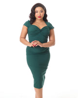 1950s Foxy Lady Wiggle Dress - Holly Green