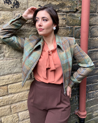 40s Americana Zip Jacket - Green Check