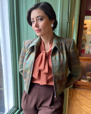 40s Americana Zip Jacket - Green Check