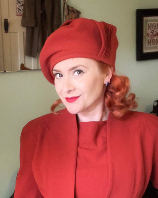 1940s Halo Beret - rust