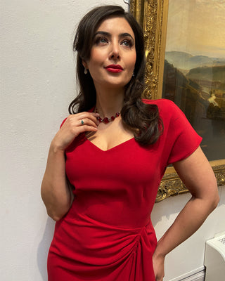40s Hayworth Dress - Red Crepe